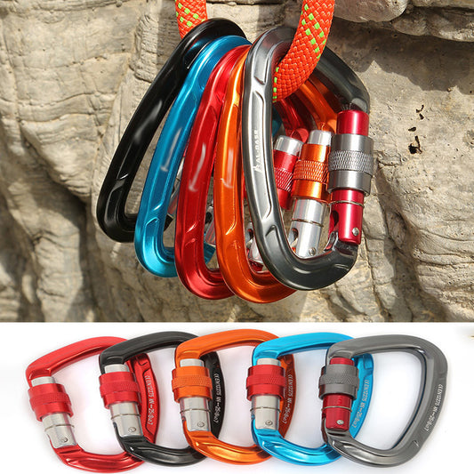 Auto Locking Climbing Carabiner Clips, Twist Lock, and Heavy Duty Carabiners for Rock Climbing, Rappelling, and Mountaineering, D Shaped