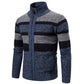 Outdoor Stand Collar Striped Sports Men's Knitted Cardigan Sweater