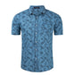 Fresh All-match Blue Printed Short Sleeve Men Shirt