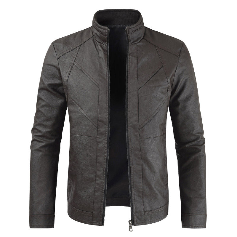 Autumn Winter Styles Leather collar zipper jacket For Men