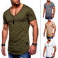 Cotton Solid Color V-Neck Breathable Men's T-shirt - KINGEOUS