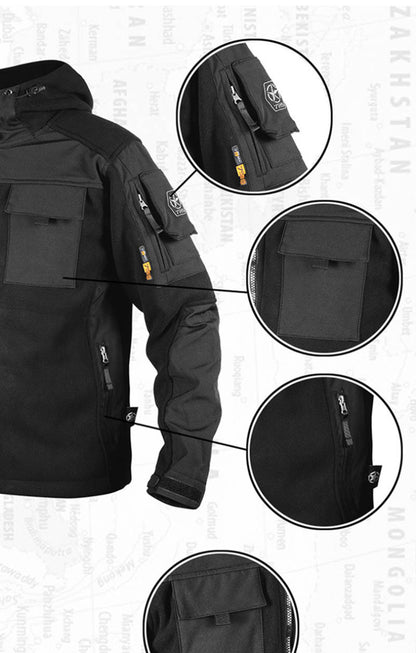 Collar de pie caliente tibio lana suave costura chaqueta para hombres