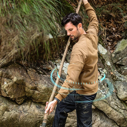 سترة رجالية سميكة من الصوف القطبي برقبة دائرية من مشجعي الجيش في الهواء الطلق