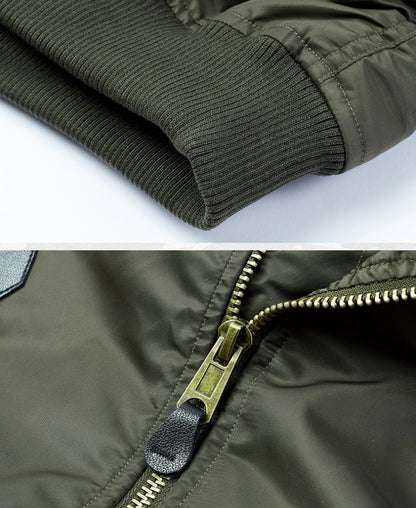 Jaqueta de bombardeiro masculino de colarinho de colar do exército.