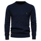 Cotton Casual Crewneck Solid Color Knit Men's Sweater