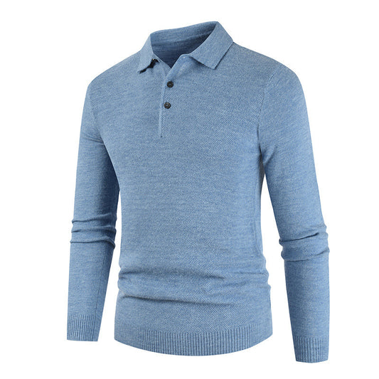 Solid Color POLO Collar Knitwear Men's Bottoming Sweater