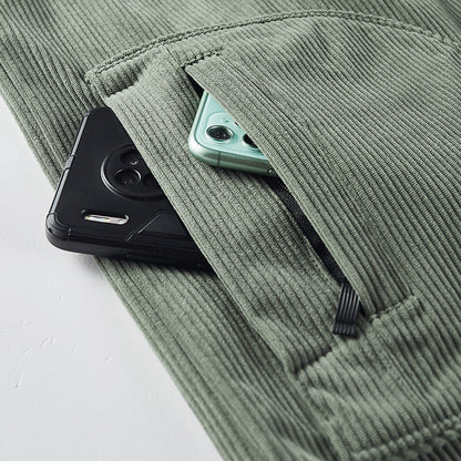 سترة رجالية فضفاضة ذات سحاب بني ريترو يومية بدون غطاء