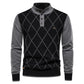 Business Stand Collar Cotton Pullover Plaid Men's Sweater