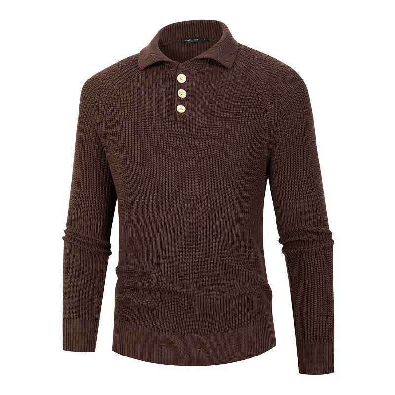 Solid Color Knitwear Polo Neck Men's Sweater