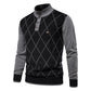 Business Stand Collar Cotton Pullover Plaid Men's Sweater