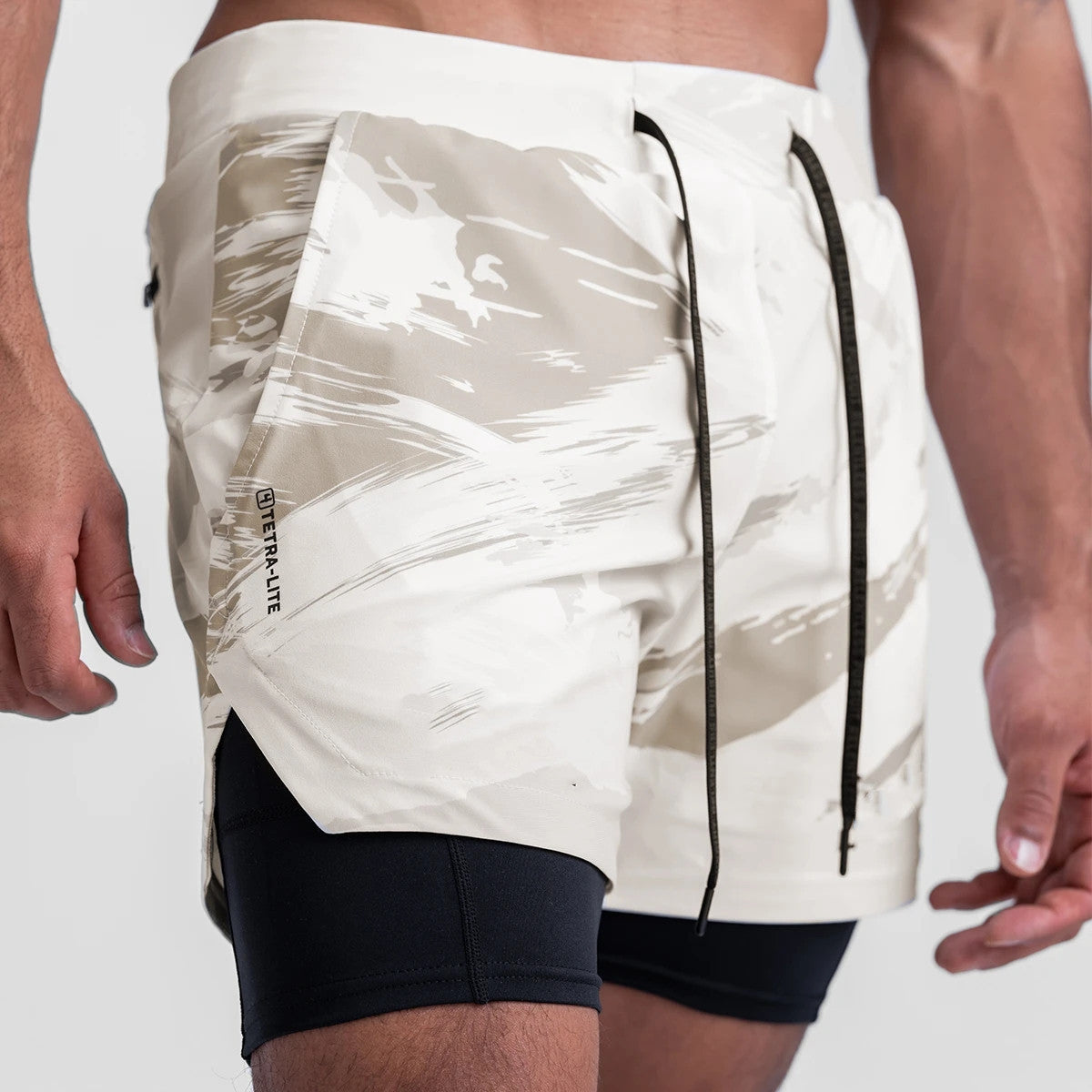 Outdoor Fitness Stretch Breathable Double Layer Men's Shorts