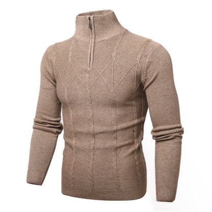 Men's Stand-up Collar Trend Casual Long-sleeved Knit Sweater
