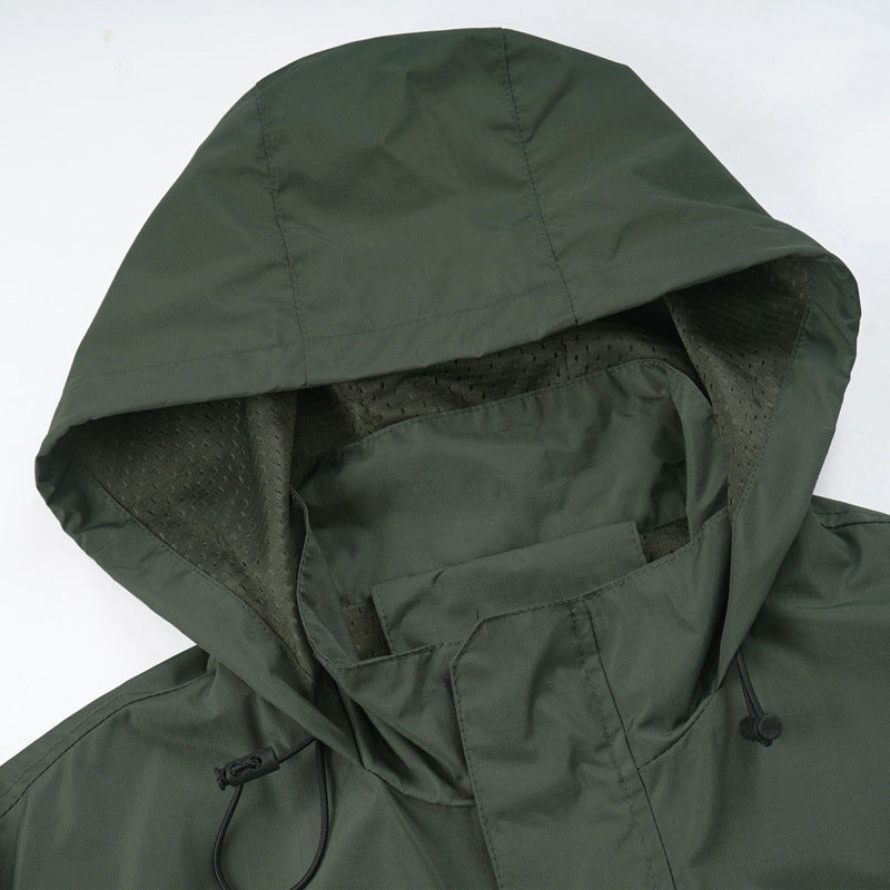 Men's Outdoor Waterproof Long Hooded Jacket