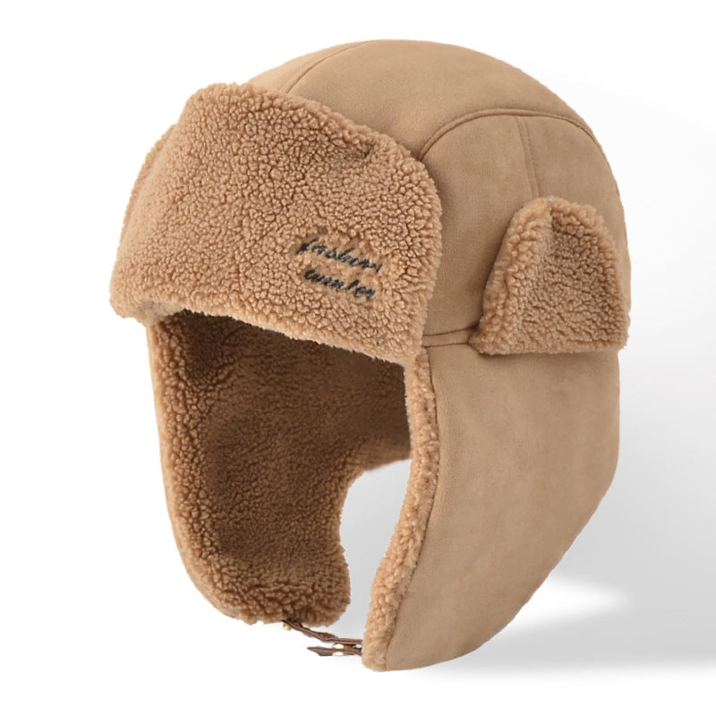 Men's Stitched Lamb Fleece Thickened Ski Windproof Warm Hat