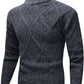 Half High Collar Patterned Long Sleeved Knitwear Men's Outdoor Sweater
