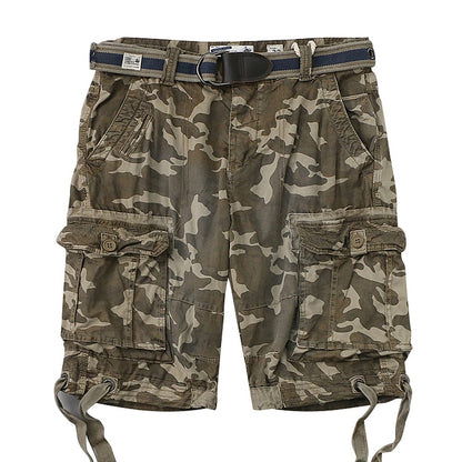 Shorts de praia masculinos casuais de vários bolsos