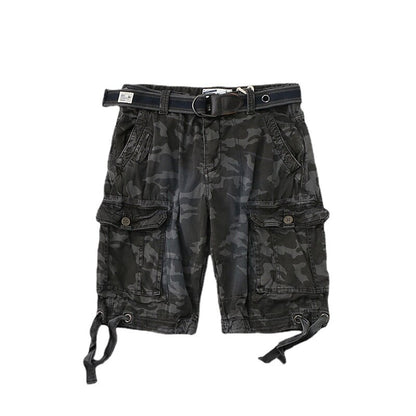 Shorts de praia masculinos casuais de vários bolsos