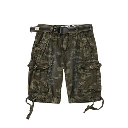Shorts de praia masculinos casuais de vários bolsos