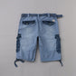 Men's Casual Overalls with Belt Stitching Straight Shorts