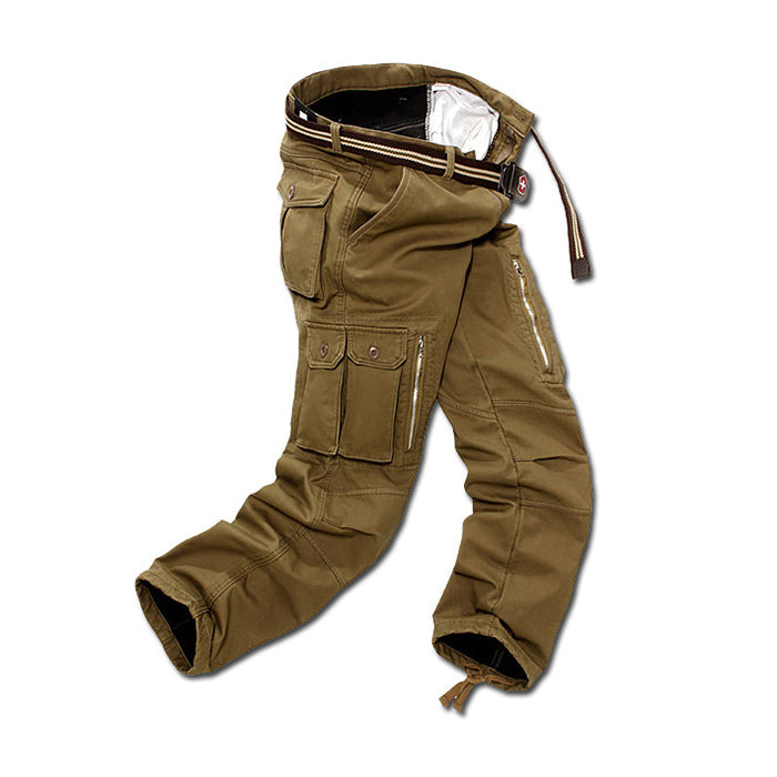 Casual Pockets Thicken Warm Winter Men's Cargo Pants - KINGEOUS