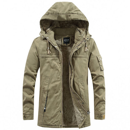 Neue einfache Baumwoll -Herrenjacke mit Kapuze mit Kapuze mit Kapuze