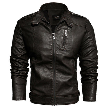 Mode -Motorrad -Standkragen verdicken die Lederjacke von Herren.