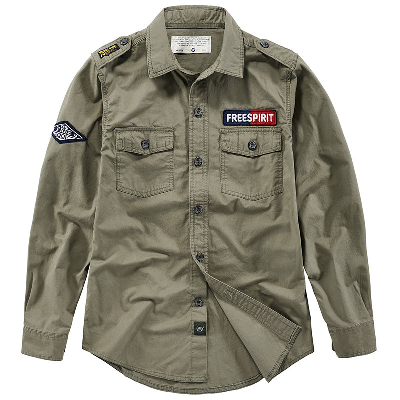 Military Style Epaulette Design Men's Cargo Shirt