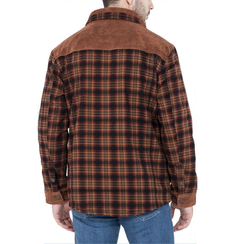 Cotton Cashmere Warm Plaid Men's Shirt Coat