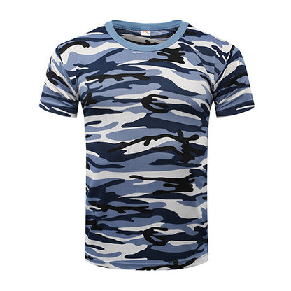 Camouflage à manches courtes coule rond T-shirt pour hommes respirant
