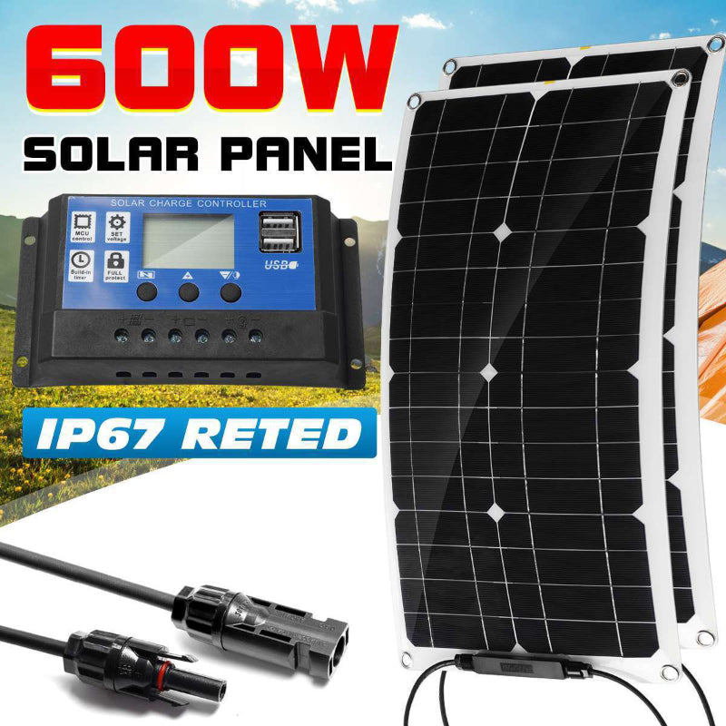 100W Flexible Solar Panel Kit Photovoltaic 30A PWM Charge Controller Camper, Vehicle, Caravan and Other Off Grid Applications