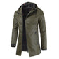 Winter Leather Long Zipper Hooded Jacket For Men