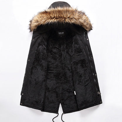 Chaqueta casual de cuello de piel largo