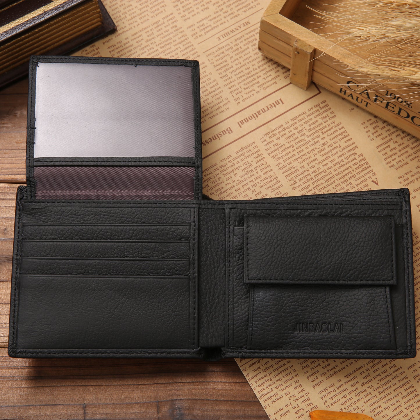 Short Foldable Leather 8 Credit Cards Holder Men's Wallet