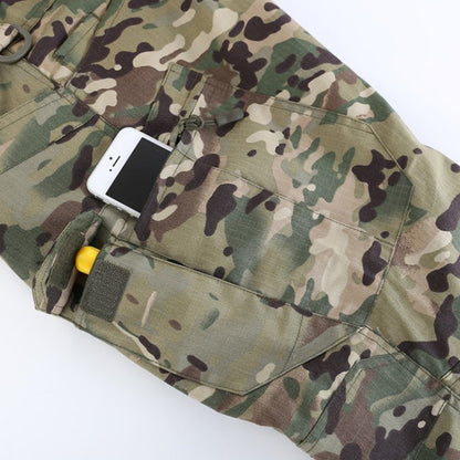 Calça masculina de vários bolsos da xadrez ao ar livre