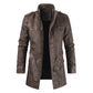 Fashion Stand-up Collar Slim Thick  Men's Leather Jacket