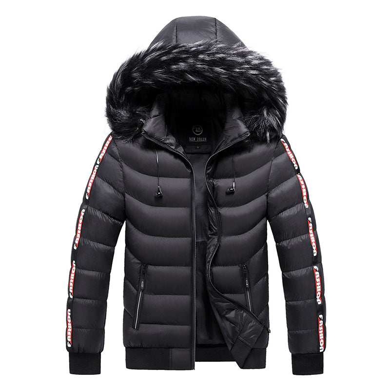 Warm Thicken Winter Detachable Hat Split Joint Men Jacket
