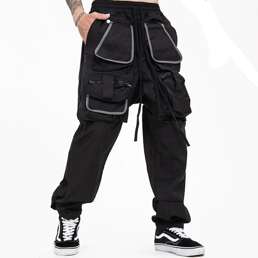 Multi-Pocket Functional Workwear Loose Casual Drawstring Men's Trousers