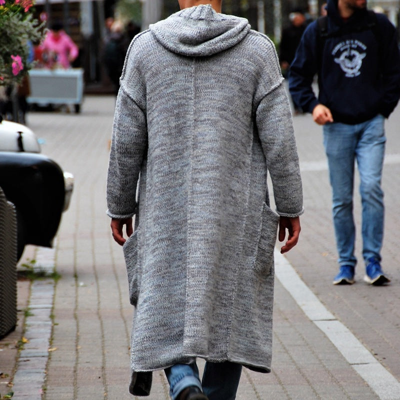 European and American Loose Fitting Long Hoodie Sweater Cardigan