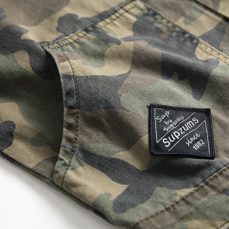 Fashion Slim Stretch Camouflage Black Men's Jacket