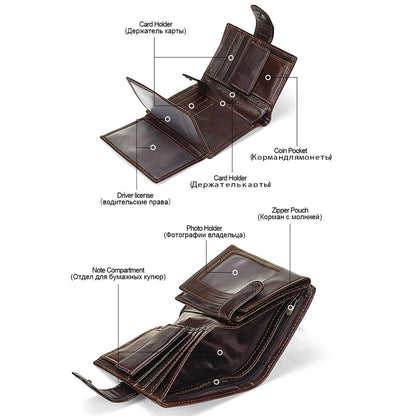 Retro Leder Geldmünze Kreditkarte Herrenbrieftasche