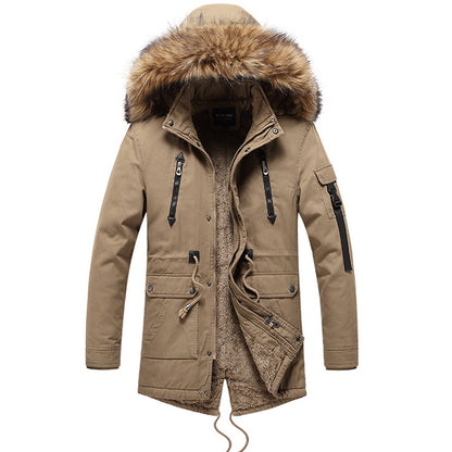 Chaqueta casual de cuello de piel largo