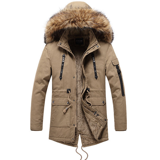 Chaqueta casual de cuello de piel largo