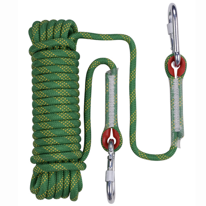 Outdoor Climbing Static Rock Climbing, Tree Rappelling Rope with 2 Steel Hooks