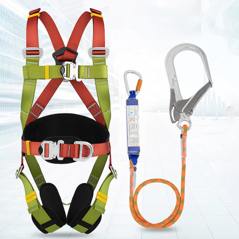 Outdoor Fall Protection Safety Harness Back Padded Internal Shock Absorbing Landyard Hook