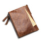Retro Leather Double Zipper RFID Men's Money Clip Wallet