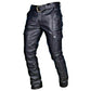 Solid Color PU Strap Casual Men‘s Leather Pants