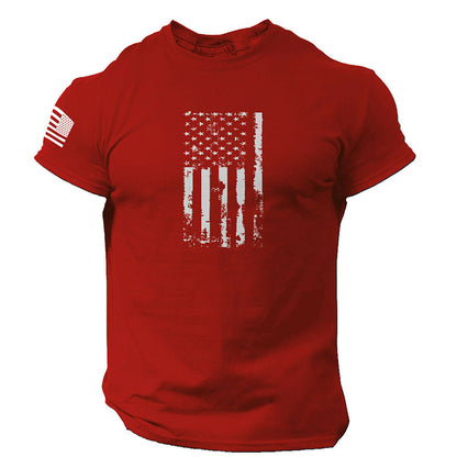 American Flag Print Distressed Men's Short Sleeve T-shirts