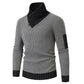 Men's Scarf Collar Knit Pullover Patchwork Sweater