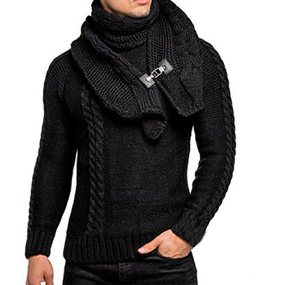 Slim Neck Detachable Pullover Long Sleeve Men's Knitted Sweater