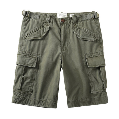 Camuflagem elástica de algodão casual shorts de carga masculina